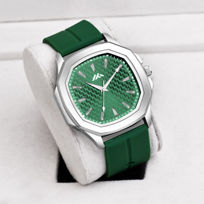 Loretta LT-63 New Latest Green Silicone Strap Embossed Sqaure Dial Analog Watch  - For Men