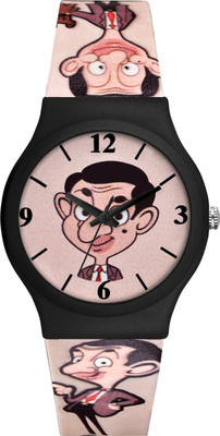 Morli ML-732 Black & Pink Mr. Bean Multicolor Soft Silicone Strap Waterproof Analog Watch  - For Boys
