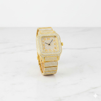 LEATHERTONE WW14 Fully Bling Diamond Square Dial Watch Analog Watch  - For Men & Women