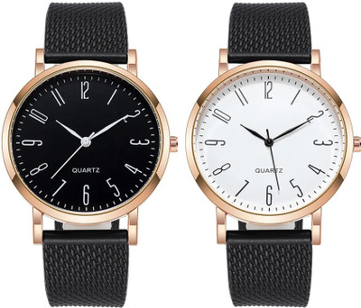 SUBERA 601 Pu Strap Simple-Minimal Daily Wear Formal&Casual 601 2 Combo of Pu Strap Simple-Minimal Daily Wear Formal&Casual Analog Watch  - For Men