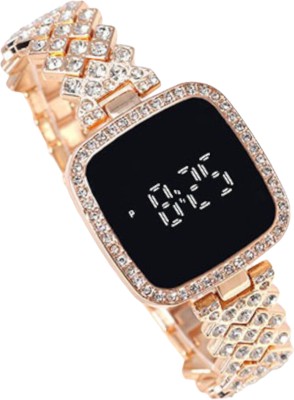 LAZYwindow Luxury LED Touch Screen CZ Stone Bracelet Watch Elegant Timepiece (Rose Gold) Digital Watch  - For Women