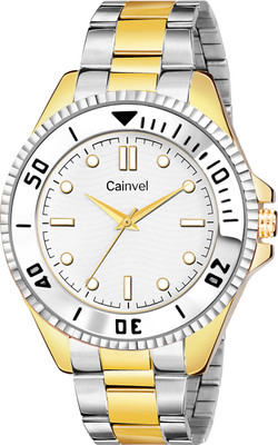 CAINVEL CV8190 Silver Golden Chain White Dial Analog Watch  - For Men