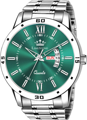 LIMESTONE Day and Date Functioning Steel Strap New Quartz Analog Watch  - For Men