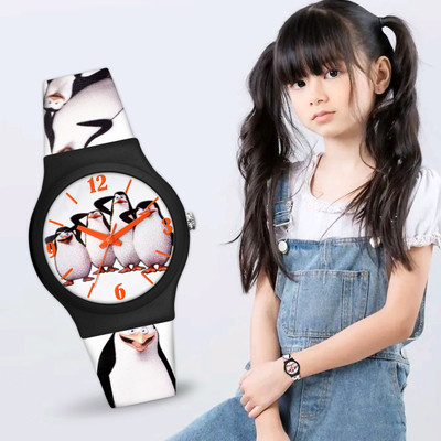Loretta LT-718 Penguin Cartoon Dial with Black & White Printed Silicone Strap Waterproof Kids Analog Watch  - For Girls