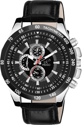 PIRASO RSSL 2020 BLACK SILVER (STRAP) BLACK LEATHER STRAP CHRONO DISPLAY BEAUTIFUL DESIGN WATCH FOR MEN Analog Watch  - For Boys