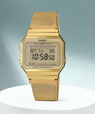 CASIO A700WMG-9ADF Vintage A700WMG-9ADF Gold Dial Gold Stainless Steel Mesh Band Digital Watch  - For Men & Women