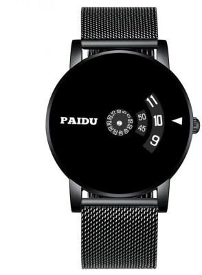 Paidu PAIDU-58897-BD-BLK-SFR Stylish Spinner Hands Unique Mesh Rubber Strap Trending Men Analog Watch  - For Boys