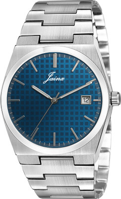 JAINX Blue Date Dial Feature Steel Chain Analog Watch  - For Men