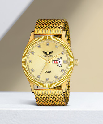 LOIS CARON LCS-8444 ORIGINAL GOLD PLATED DAY & DATE FUNCTIONING Analog Watch  - For Men