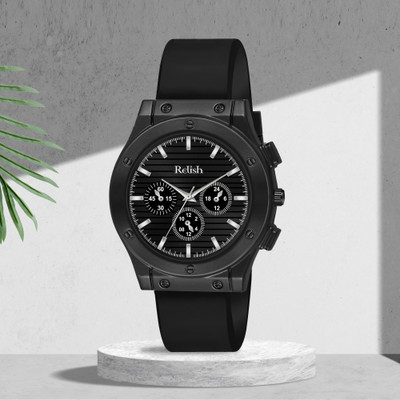 RELish RS3 Pro Antique Black Dial Case Silicone Strap Quartz Analog Watch  - For Men
