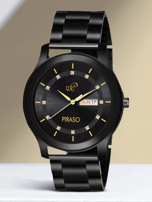 PIRASO D&D C22 BLACK Black Dial & Black Chain Watch With Day And Date Display Watch For Boys Analog Watch  - For Men