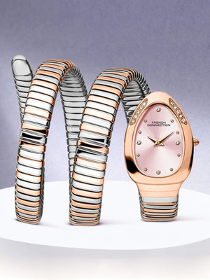 French Connection Women's Analog Rose Gold Watch | Pink Sunray Dial Analog Watch  - For Women