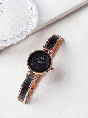 French Connection Women's Analog Rose Gold Watch | Black Sunray Textured Round Dial Analog Watch  - For Women
