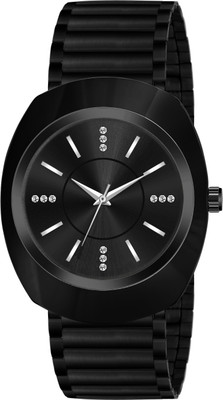 just like 6 diamond Diamond Dial stainless Steel Strap Fully Comfortable Black Dial Watch Analog Watch  - For Men