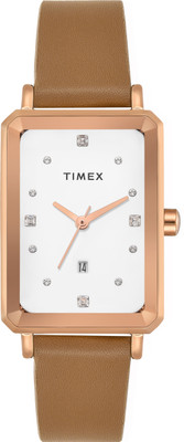TIMEX TWEL20800 White Rectangle Dial Quartz Analog Watch  - For Women
