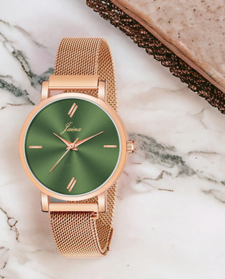 JAINX Rose Gold Mesh Magnet Chain Analog Watch  - For Women