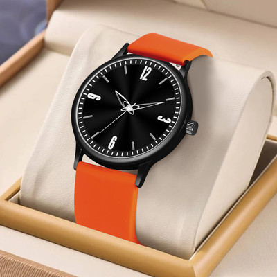 Dr Creative Classic and Trendy Black Dial Orange Silicon Belt Watch 111 Analog Watch  - For Men