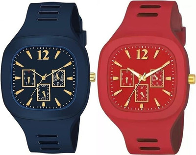 dmash Analog Silicon Strap ADDI Stylish Designer Analog Watch Combo Analog Watch  - For Men