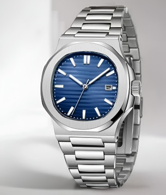 house of common Silver Stainless Steel Chain Strap Watch Analog Watch  - For Men