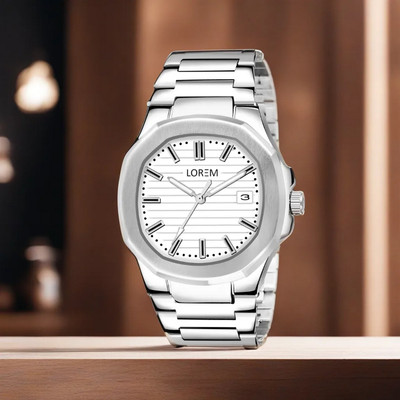 LOREM LR147 White Dial Date Function Casual-Formal Premium Collection Analog Watch  - For Men