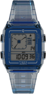 TIMEX TW2W45100UJ Q Timex Grey Rectangle Dial Digital Watch  - For Men & Women