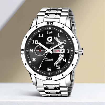 Glazba Day & Date Function Watch With Black Dial, Stainless Steel Chain Strap Analog Watch  - For Men