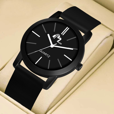 MAAN INTERNATIONAL Silicon LR05 Black Minimalist Slim Series Soft Silicon Strap Boys Analog Watch Analog Watch  - For Men