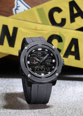 NAVIFORCE NF7114 Stylish Grey Dial With Grey Silicon Strap Analog-Digital Watch  - For Men
