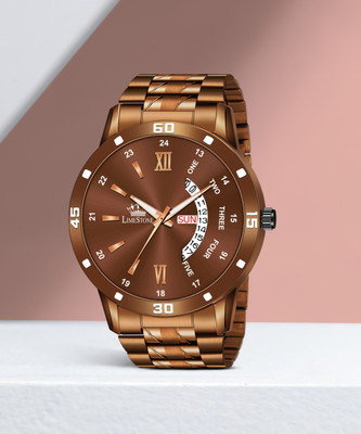 LIMESTONE Day & Date Functioning Original Copper Plated Brown Chain HMTS Quartz Analog Watch  - For Men