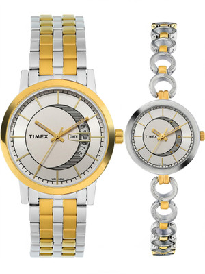 TIMEX Silver Dial Watch Gift Set Analog Watch  - For Couple