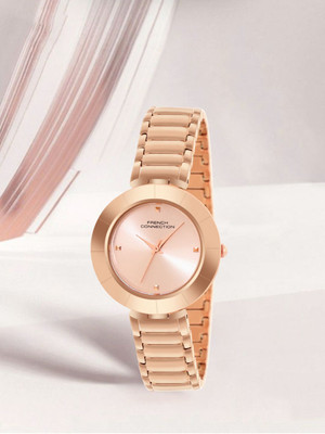 French Connection GLEVARA GLEVARA Sunray Rose Gold Round Dial | Women's Rose Gold Analog Watch Analog Watch  - For Women