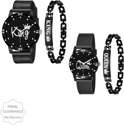 Blue Pearl Analog Watch  - For Couple