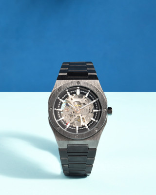 French Connection FCA02-2 Skeleton Black Round Dial Automatic Analog Watch  - For Men