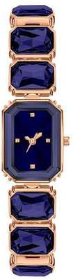 SALINA Blue Stone Square case with Ston Studded brecelet Strap Quartz Analogue Wrist Watches Analog Watch  - For Girls