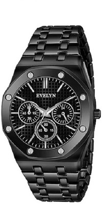 Evelyn For Men Wristwear Black Round Quartz Analog Watch Chain Strip for Men Analog Watch  - For Men