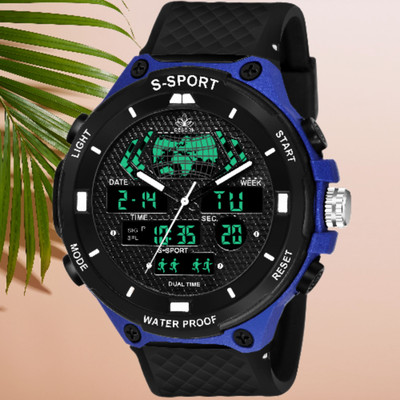 Reborn 9084 DUAL TIME Analog-Digital Watch  - For Men