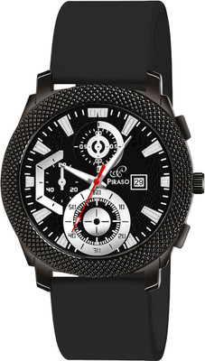 PIRASO 972 ADIFI BLACK SILICONE STRAP ANALOG WATCH DATE DISPLAY BLACK DIAL AND BLACK SILICONE STRAP WATCH FOR MEN Analog Watch  - For Men