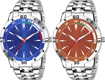 SUBERA Steel Chain 2 Set Of Watch Fast Selling Trendy Steel Chain 2 Set Of Watch Fast Selling Trendy Analog Watch  - For Boys