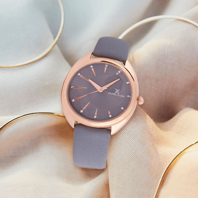 DANIEL KLEIN Grey Soft Leather Band with Rose Gold Case Premium Analog Watch  - For Women