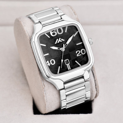 Zabby Allen ZB-808 Black Square Dial Date Functioning Steel Chain Strap New Quartz Gents Analog Watch  - For Men