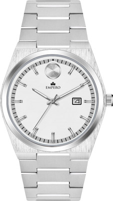 EMPERO EAB218 Date Display White Dial Silver Stainless Steel Belt Analog Watch  - For Men