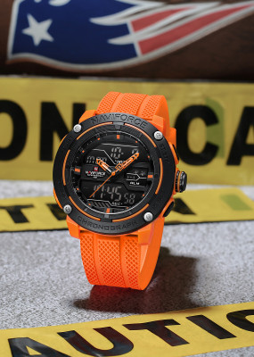 NAVIFORCE NF7114 Stylish Orange Dial With Orange Silicon Strap Analog-Digital Watch  - For Men