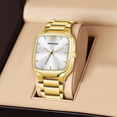 PROVOGUE 02 Square Designer Men Golden with Silver Dial with Self Size Adjustable Chain 02 Square Designer Men Golden with Silver Dial with Self Size Adjustable Chain Analog Watch  - For Men
