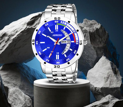 ABREXO Abx2813-Blue Silver Day & Date Watch Trending Blue Dial Day & Date Series Stainless Steel Chain for Boy Analog Watch  - For Men