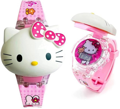KidzHub Hello Kitty Digital Watch for Kids with Disco LED Lights Muskan Creations Digital Watch  - For Girls