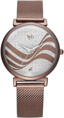 Fastrack Fastrack Vyb Seeker Silver Dial Brown Stainless Steel Strap Watch for Girls Analog Watch  - For Women