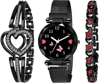 RUSTET Red Butterfly Magnet Strap Girls Women All Magnetic Chain Analog Watch  - For Girls