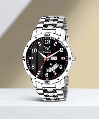 FOGG Printed Black Day and Date Analog Watch  - For Men