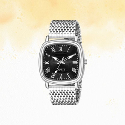 Giomex Attractive Chain Stainless Steel Square Quartz Analog Watch  - For Men