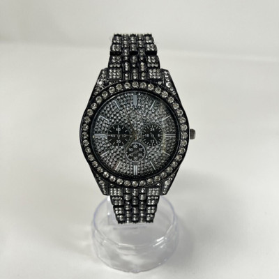DAENTERPRISES New Trending Black Diamond Dial and Diamond Stainless Steel Chain Watch New Trending Black Diamond Dial and Diamond Stainless Steel Chain Watch Analog Watch  - For Girls